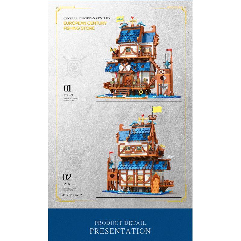 REOBRIX 66007 non  CỬA HÀNG ĐỒ CÂU CÁ bộ đồ chơi xếp lắp ráp ghép mô hình Medieval Castle FISHING STORE Chiến Tranh Trung Cổ 2450 khối