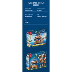 REOBRIX 66007 non  CỬA HÀNG ĐỒ CÂU CÁ bộ đồ chơi xếp lắp ráp ghép mô hình Medieval Castle FISHING STORE Chiến Tranh Trung Cổ 2450 khối