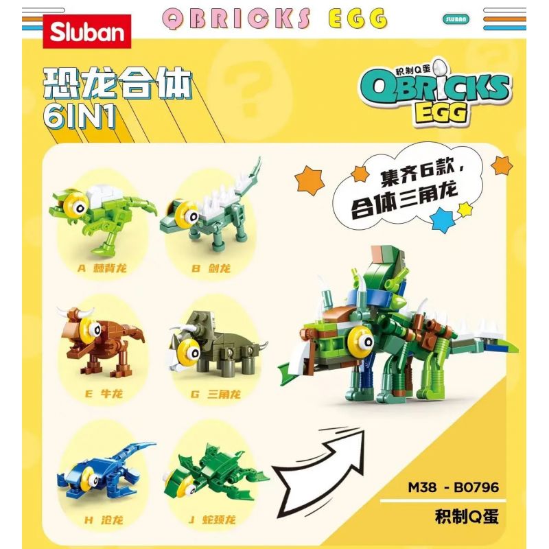 SLUBAN M38-B0796 B0796 0796 M38B0796 38-B0796 non  BLIND BOX DINOSAUR SERIES 6 RỒNG TAM GIÁC KẾT HỢP LỚP PHỦ bộ đồ chơi xếp lắp ráp ghép mô hình Jurassic World QBRICKS EGG Thế Giới Khủng Long