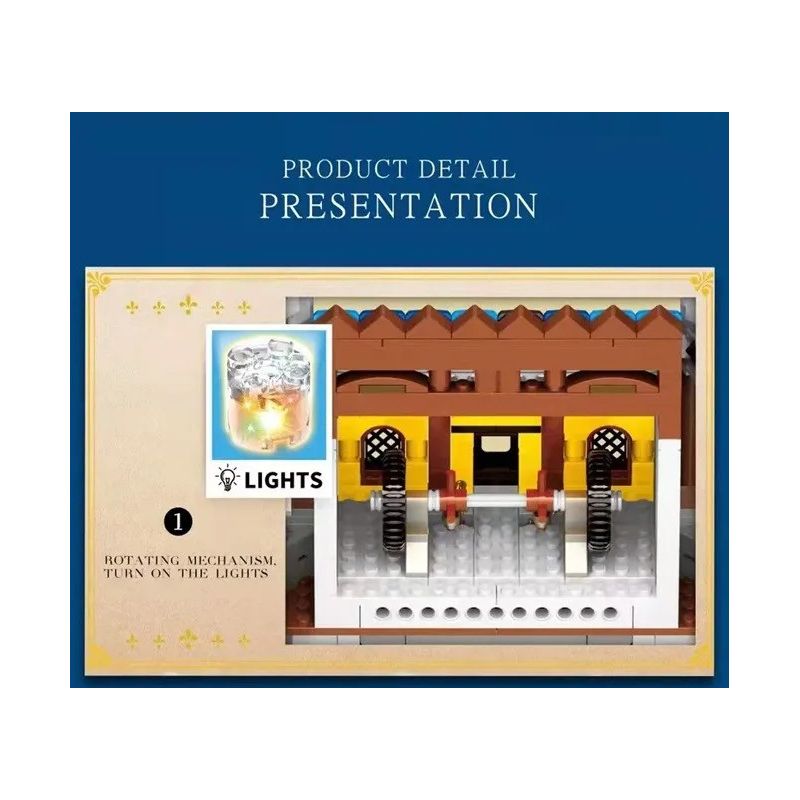 REOBRIX 66006 non  LÂU ĐÀI SƯ TỬ VÀNG bộ đồ chơi xếp lắp ráp ghép mô hình Medieval Castle GOLDEN LION CASTLE Chiến Tranh Trung Cổ 2722 khối