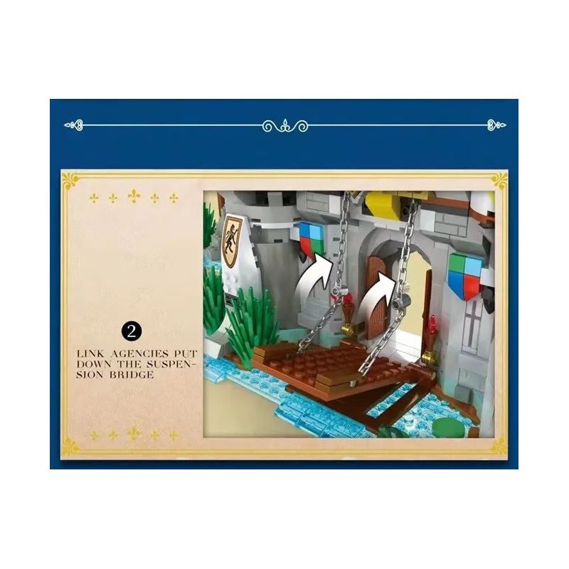 REOBRIX 66006 non  LÂU ĐÀI SƯ TỬ VÀNG bộ đồ chơi xếp lắp ráp ghép mô hình Medieval Castle GOLDEN LION CASTLE Chiến Tranh Trung Cổ 2722 khối