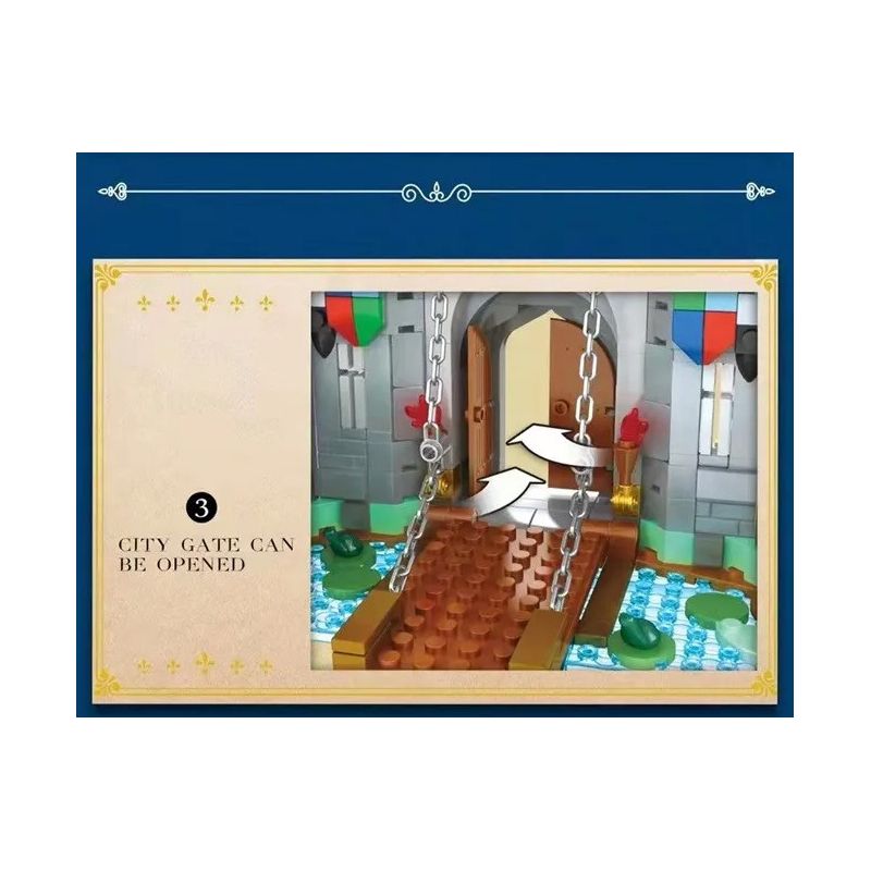 REOBRIX 66006 non  LÂU ĐÀI SƯ TỬ VÀNG bộ đồ chơi xếp lắp ráp ghép mô hình Medieval Castle GOLDEN LION CASTLE Chiến Tranh Trung Cổ 2722 khối