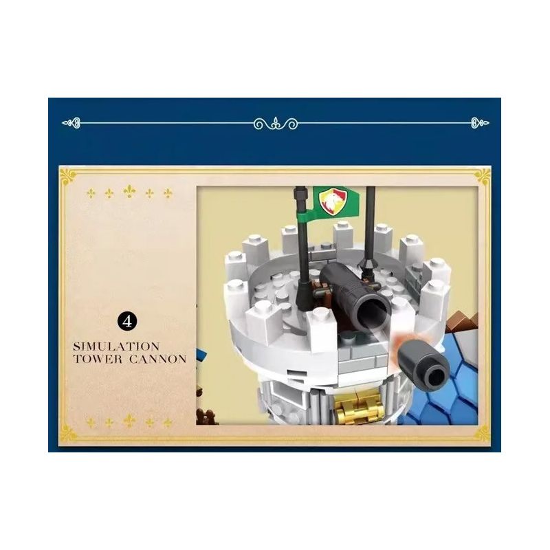 REOBRIX 66006 non  LÂU ĐÀI SƯ TỬ VÀNG bộ đồ chơi xếp lắp ráp ghép mô hình Medieval Castle GOLDEN LION CASTLE Chiến Tranh Trung Cổ 2722 khối