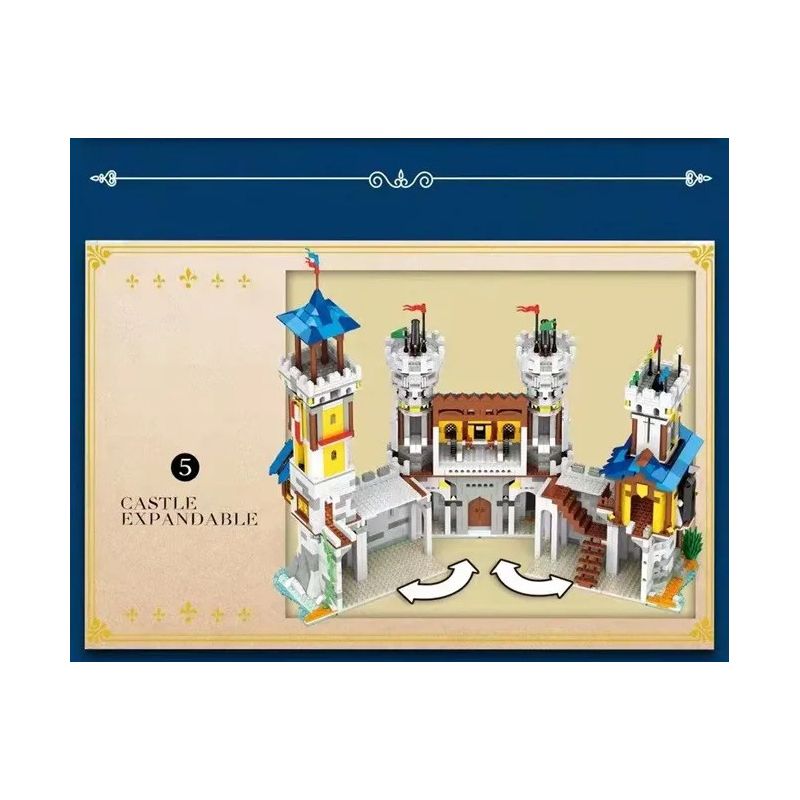 REOBRIX 66006 non  LÂU ĐÀI SƯ TỬ VÀNG bộ đồ chơi xếp lắp ráp ghép mô hình Medieval Castle GOLDEN LION CASTLE Chiến Tranh Trung Cổ 2722 khối