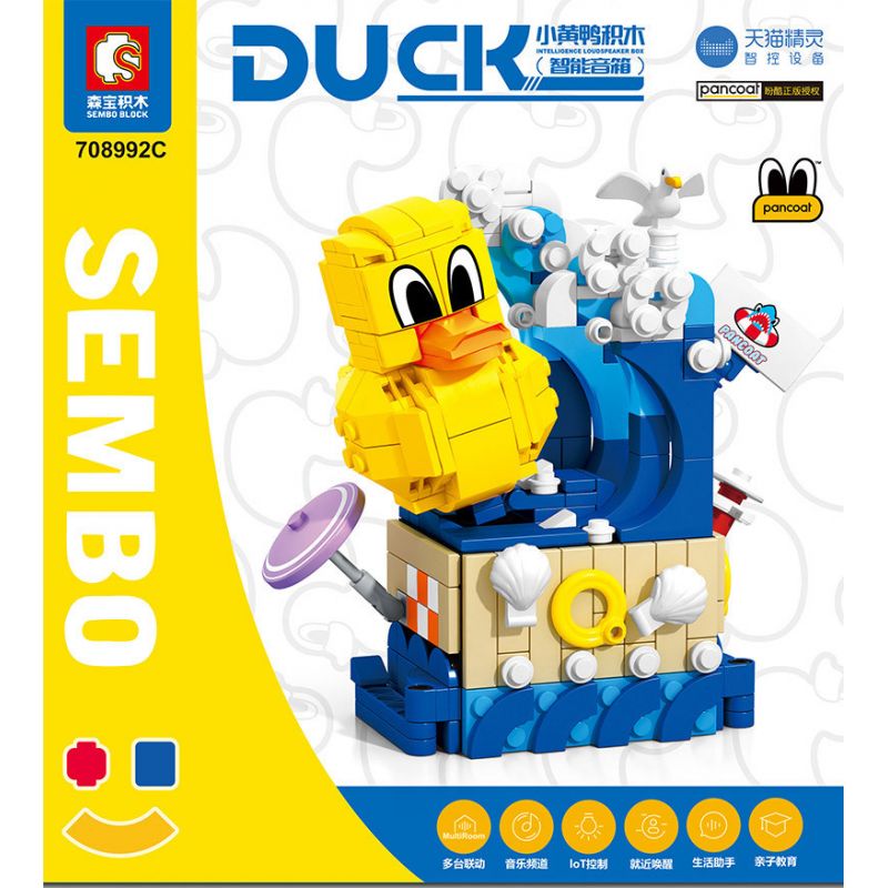 SEMBO 708992C non  UY TÍN VỊT NHỎ VÀNG LOA THÔNG MINH LƯỚT SÓNG bộ đồ chơi xếp lắp ráp ghép mô hình PANCOAT SURFING DUCK 292 khối
