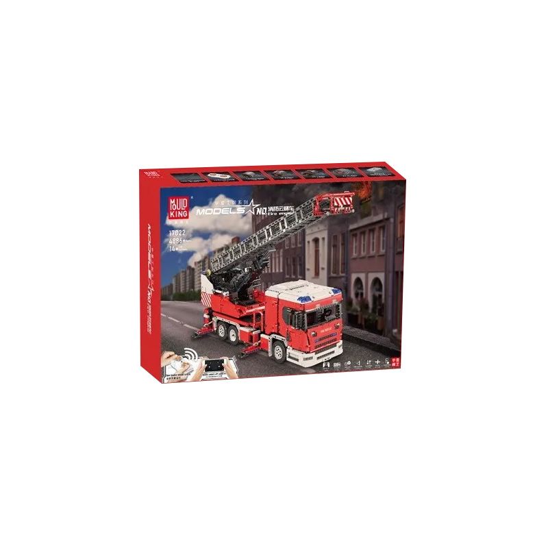 MouldKing 17022 Mould King 17022 REBRICKABLE MOC-60361 60361 MOC60361 non  XE THANG CHỮA CHÁY bộ đồ chơi xếp lắp ráp ghép mô hình  SCANIA L FIRE ENGINE WITH TURNTABLE LADDER FULL RC Kỹ Thuật Công Nghệ Cao Mô Hình Phương Tiện 4886 khối