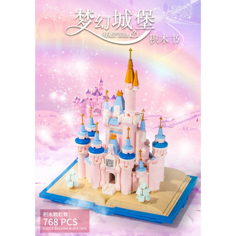 BEAUTY AND 13011 non  CUỐN SÁCH LÂU ĐÀI TƯỞNG TƯỢNG bộ đồ chơi xếp lắp ráp ghép mô hình Girl MAGIC BOOK Con Gái 768 khối