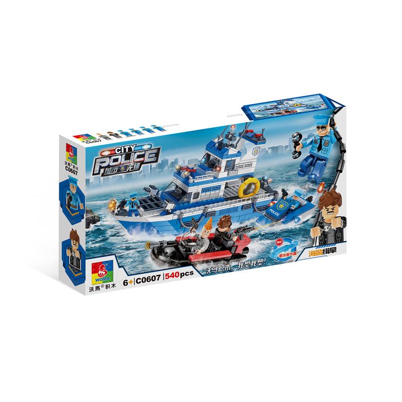 WOMA C0607 0607 non  CẢNH SÁT BIỂN BỊ BẮT bộ đồ chơi xếp lắp ráp ghép mô hình CITY POLICE 540 khối
