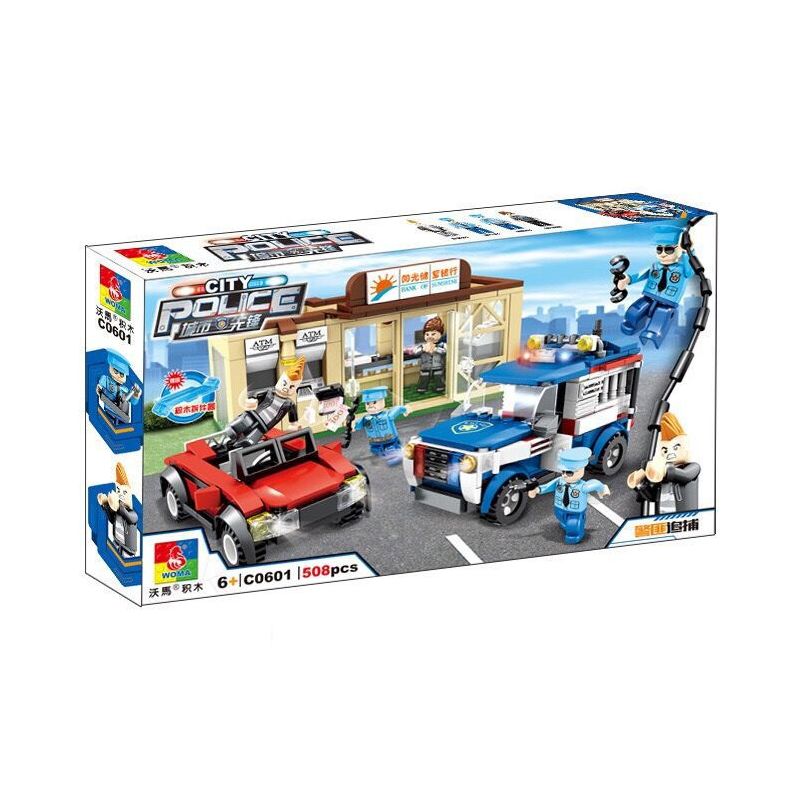 WOMA C0601 0601 non  CẢNH SAT ĐUỔI THEO bộ đồ chơi xếp lắp ráp ghép mô hình CITY POLICE 508 khối