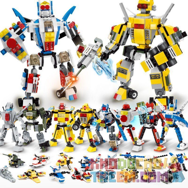 GUDI 8707 Xếp hình kiểu Lego POWER RANGERS SUPER SENTAI Super Change God Of War 8 Three-Variable Combinations đại Chiến Robot Biến Hình 8 Trong 1 