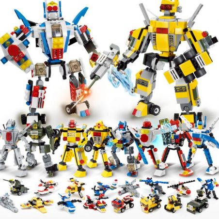 GUDI 8707 non  ĐẠI CHIẾN ROBOT BIẾN HÌNH 8 TRONG 1 bộ đồ chơi xếp lắp ráp ghép mô hình Power Rangers Super Sentai 5 Anh Em Siêu Nhân