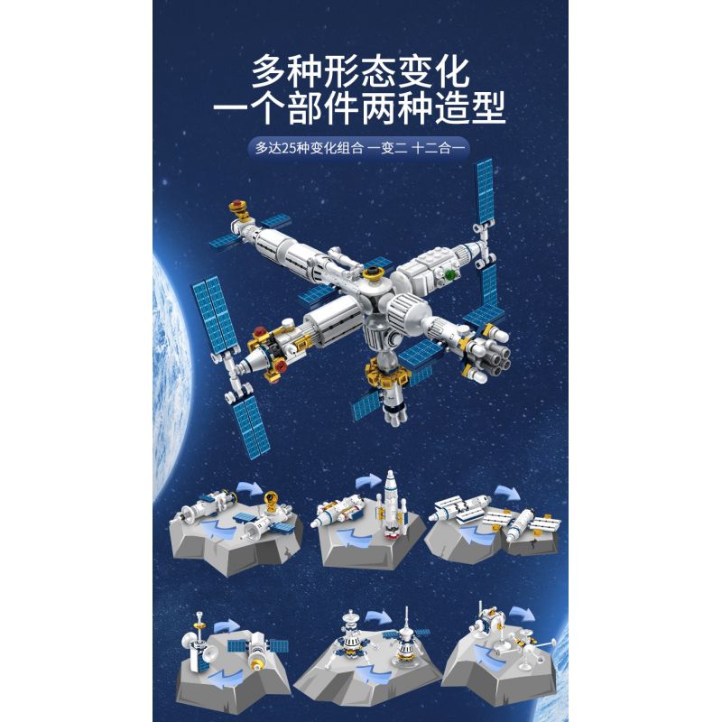 PanlosBrick 633080 Panlos Brick 633080 non  TRẠM VŨ TRỤ 25 THAY ĐỔI bộ đồ chơi xếp lắp ráp ghép mô hình Space SPACE STATION Thám Hiểm Không Gian 573 khối