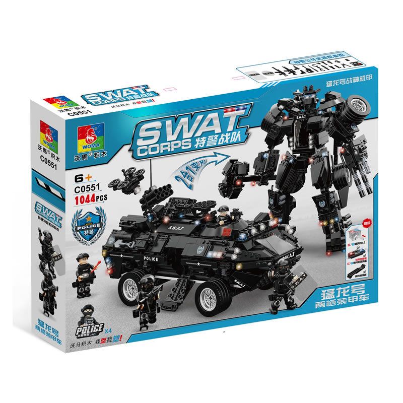 WOMA C0551 0551 non Lego XE BỌC THÉP LỘI NƯỚC RAPTOR bộ đồ chơi xếp lắp ráp ghép mô hình City SWAT CORPS Thành Phố 1044 khối