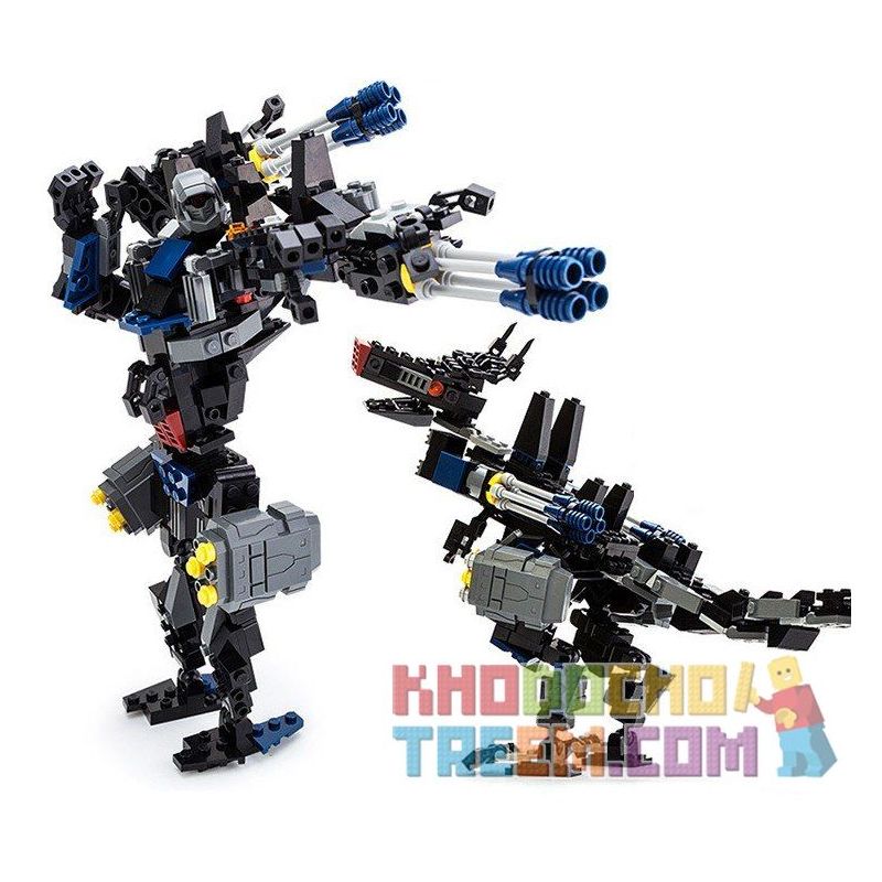 GUDI 8712 Xếp hình kiểu Lego TRANSFORMERS Transform Series Deformation Series Dinosaur Rô Bốt Biến Hình Chó Sói lắp được 2 mẫu 3