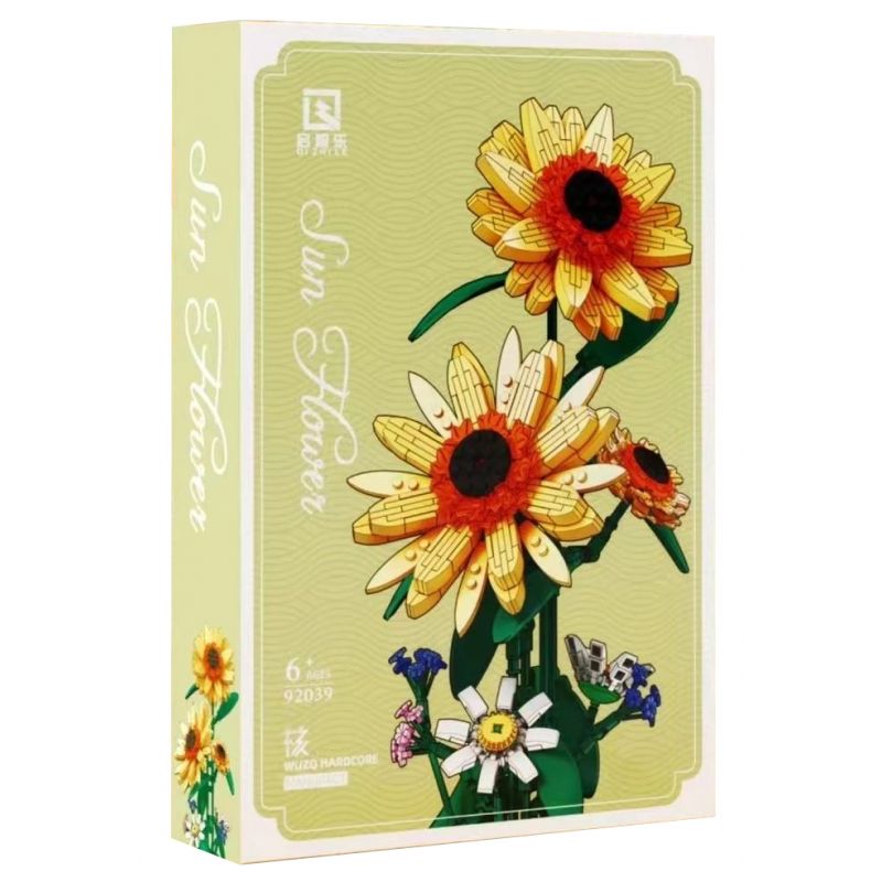 QIZHILE 92039 non Lego HOA HƯỚNG DƯƠNG bộ đồ chơi xếp lắp ráp ghép mô hình Flowers SUN FLOWER