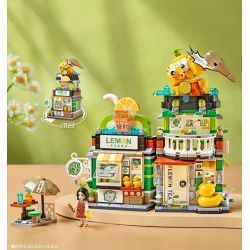 LOZ 1294 non  THU GỌN CHẾ ĐỘ XEM PHỐ QUÁN TRÀ CHANH bộ đồ chơi xếp lắp ráp ghép mô hình Creator Sáng Tạo 796 khối