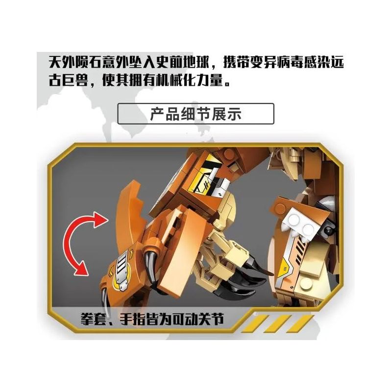 UP TO CD8031 8031 non  QUÁI VẬT THỜI TIỀN SỬ - TYRANNOSAURUS REX THỨC TỈNH NGUỒN GỐC THỦ LĨNH bộ đồ chơi xếp lắp ráp ghép mô hình Dino Museum Bảo Tàng Khủng Long 616 khối