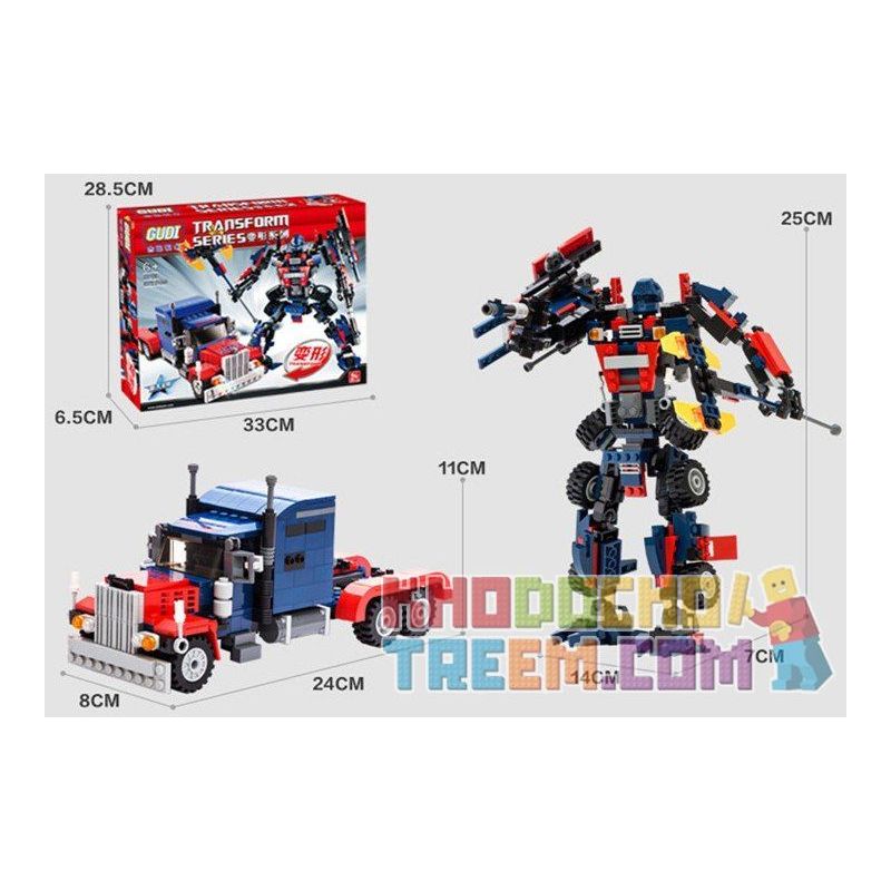 GUDI 8713 non  THỦ LĨNH TỐI CAO AUTOBOT ROBOT BIẾN HÌNH XE ĐẦU KÉO PETERBILT bộ đồ chơi xếp lắp ráp ghép mô hình Transformers TRANSFORM SERIES Robot Đại Chiến Người Máy Biến Hình 379 khối