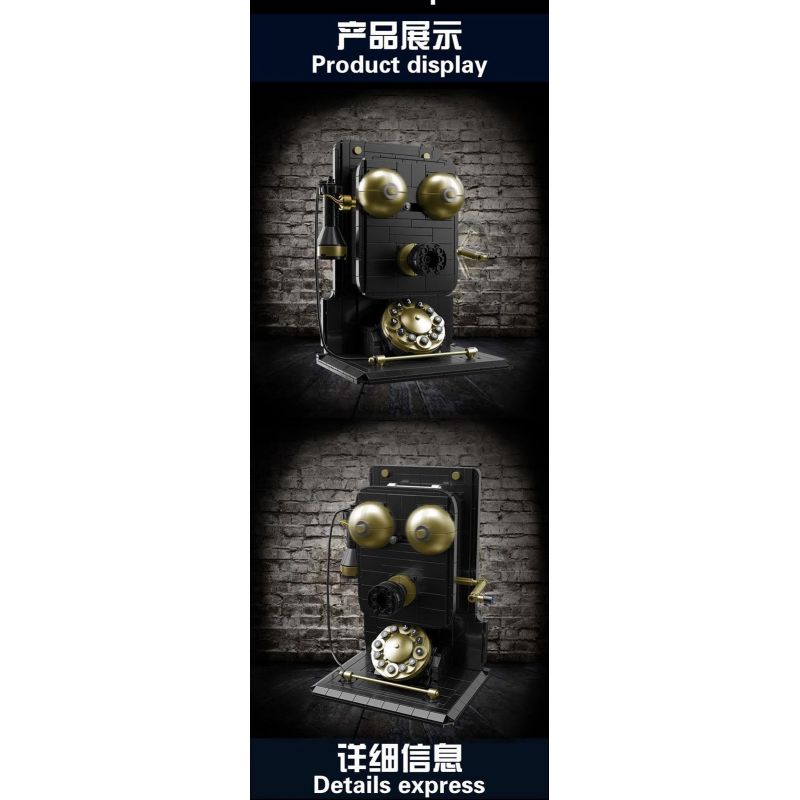 HENGTAI 92043 non  ĐIỆN THOẠI RETRO 1 3 tỷ lệ 1:3 bộ đồ chơi xếp lắp ráp ghép mô hình Creator Expert RETRO TELEPHONE Chuyên Gia Sáng Tạo 718 khối