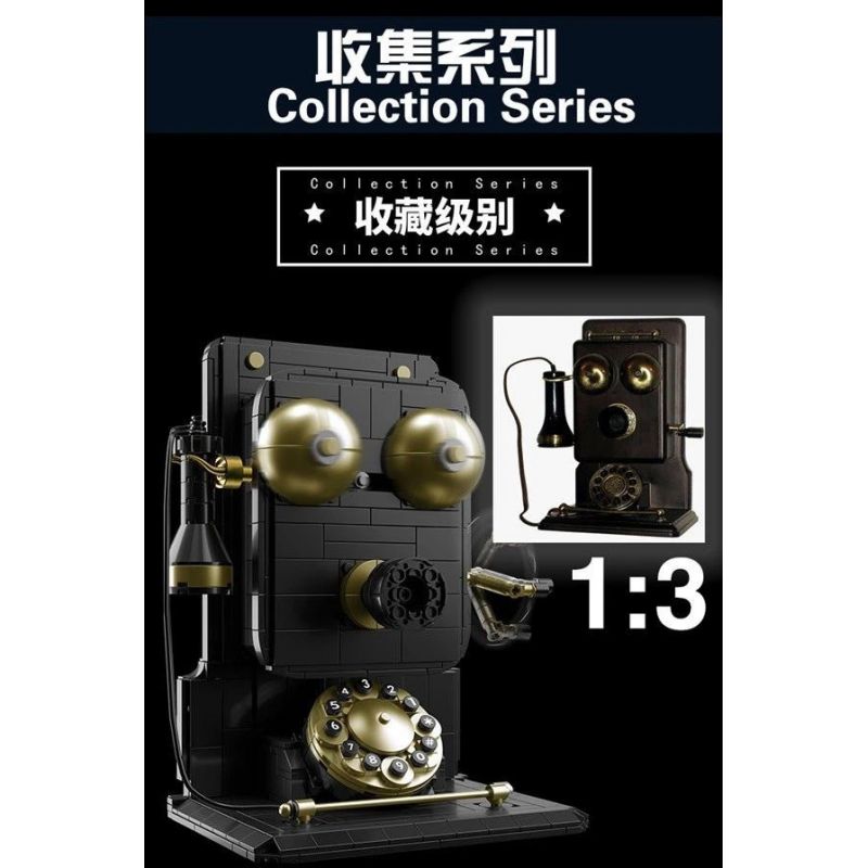 HENGTAI 92043 non  ĐIỆN THOẠI RETRO 1 3 tỷ lệ 1:3 bộ đồ chơi xếp lắp ráp ghép mô hình Creator Expert RETRO TELEPHONE Chuyên Gia Sáng Tạo 718 khối