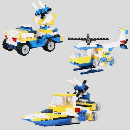 GUDI 8109A Xếp hình kiểu  CREATOR 3 IN 1 Helicopter Transform Armored Vehicles, Rocket Ship Trực Thăng Biến Hình Xe Bọc Thép, Tàu Tên Lửa 145 khối