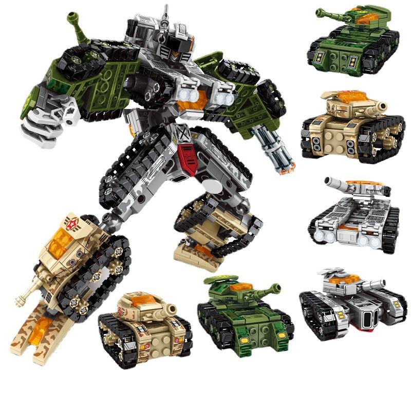 SEMBO 103162 103163 103164 103165 103166 103161 non  STEEL MECHA TRANSFORMATION ASSAULTER 6 TỔ HỢP MONITOR LIZARD TANK VIPER ROCK TURTLE SABER-TOOTHED TIGER GRIZZLY BEAR RHINO bộ đồ chơi xếp lắp ráp ghép mô hình Transformers MECHA OF STEEL Robot Đại Chiến Người Máy Biến Hình 894 khối