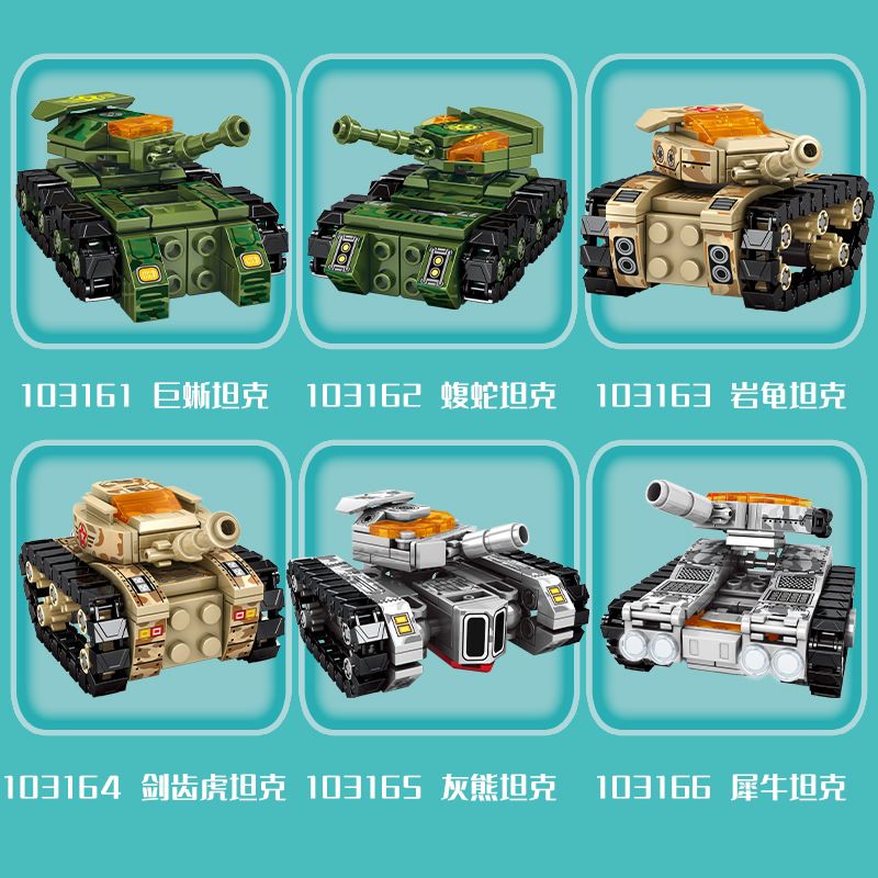 SEMBO 103162 103163 103164 103165 103166 103161 non  STEEL MECHA TRANSFORMATION ASSAULTER 6 TỔ HỢP MONITOR LIZARD TANK VIPER ROCK TURTLE SABER-TOOTHED TIGER GRIZZLY BEAR RHINO bộ đồ chơi xếp lắp ráp ghép mô hình Transformers MECHA OF STEEL Robot Đại Chiến Người Máy Biến Hình 894 khối