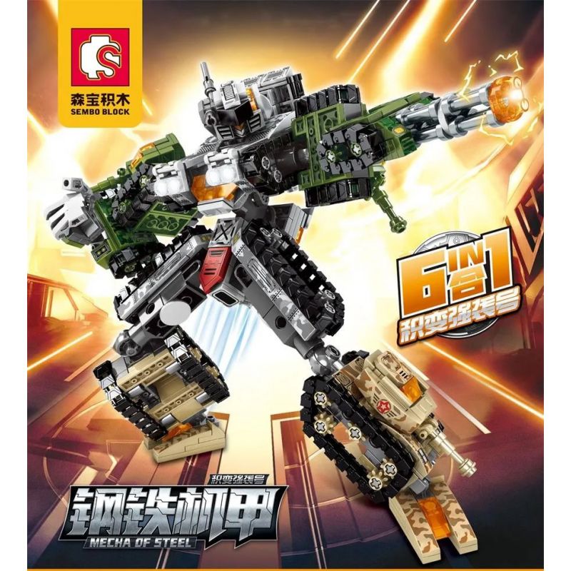 SEMBO 103162 103163 103164 103165 103166 103161 non  STEEL MECHA TRANSFORMATION ASSAULTER 6 TỔ HỢP MONITOR LIZARD TANK VIPER ROCK TURTLE SABER-TOOTHED TIGER GRIZZLY BEAR RHINO bộ đồ chơi xếp lắp ráp ghép mô hình Transformers MECHA OF STEEL Robot Đại Chiến Người Máy Biến Hình 894 khối