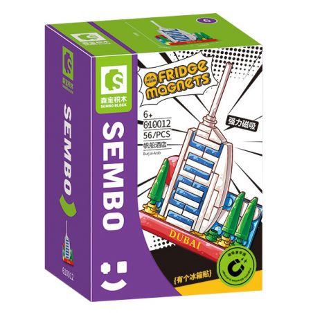 SEMBO 610012 non  KHÁCH SẠN THUYỀN BUỒM bộ đồ chơi xếp lắp ráp ghép mô hình Fridge Refrigerator Magnets FRIDGE MAGNETS Nam Châm Dính Tủ Lạnh 56 khối