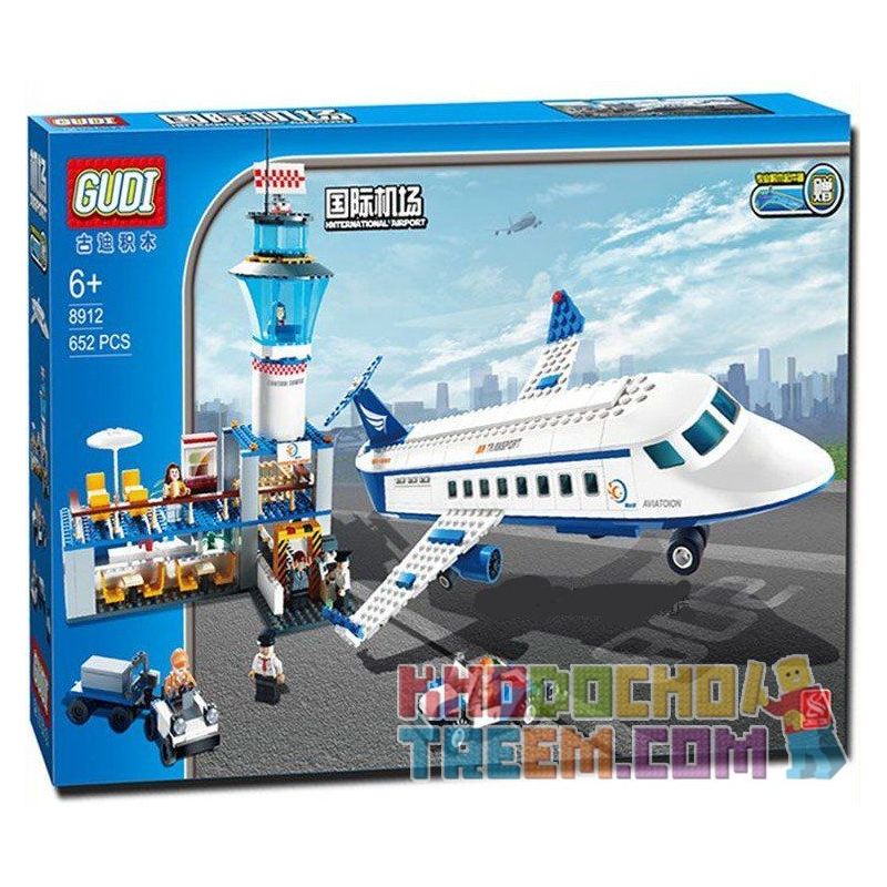 GUDI 8912 Xếp hình kiểu Lego City International Airport Sân Bay Với Máy Bay Chở Khách Cỡ Vừa 652 khối