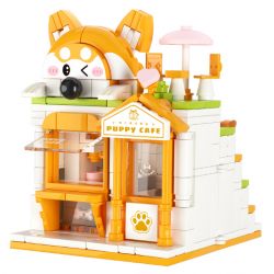 WEKKI 516608 non  CÓ CÔNG VIÊN SÁNG TẠO GIAI ĐOẠN 2 QUÁN CÀ PHÊ SHIBA INU NHỎ bộ đồ chơi xếp lắp ráp ghép mô hình Creator PUPPY CAFE
