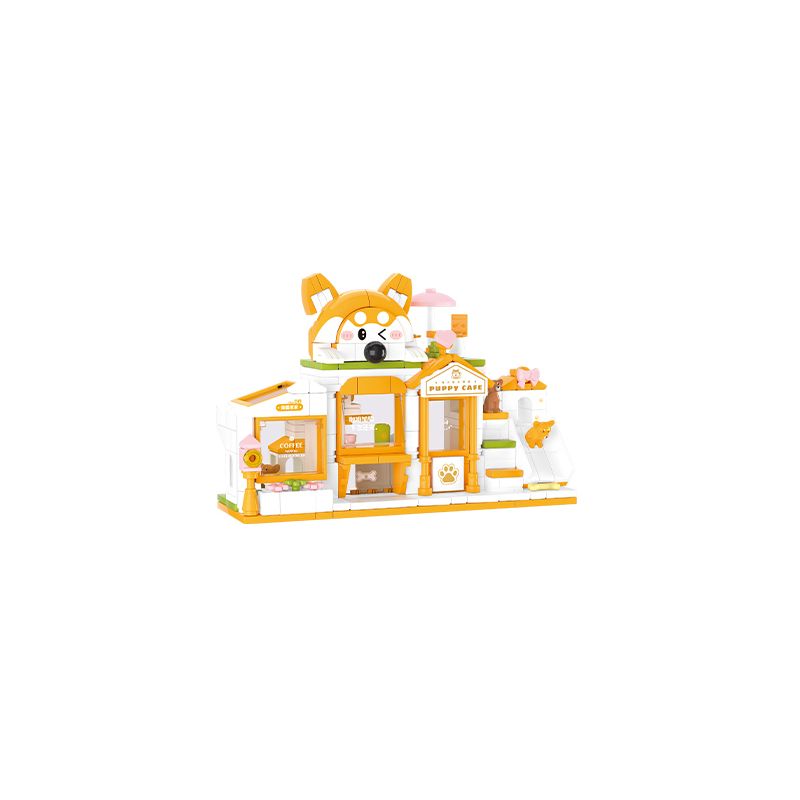 WEKKI 516608 non  CÓ CÔNG VIÊN SÁNG TẠO GIAI ĐOẠN 2 QUÁN CÀ PHÊ SHIBA INU NHỎ bộ đồ chơi xếp lắp ráp ghép mô hình Creator PUPPY CAFE
