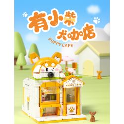 WEKKI 516608 non  CÓ CÔNG VIÊN SÁNG TẠO GIAI ĐOẠN 2 QUÁN CÀ PHÊ SHIBA INU NHỎ bộ đồ chơi xếp lắp ráp ghép mô hình Creator PUPPY CAFE