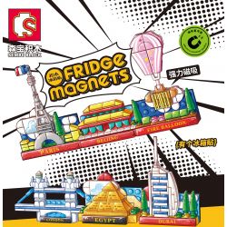 SEMBO 610008 non  CẦU THÁP CẦU ĐÔI bộ đồ chơi xếp lắp ráp ghép mô hình Fridge Refrigerator Magnets FRIDGE MAGNETS Nam Châm Dính Tủ Lạnh 74 khối