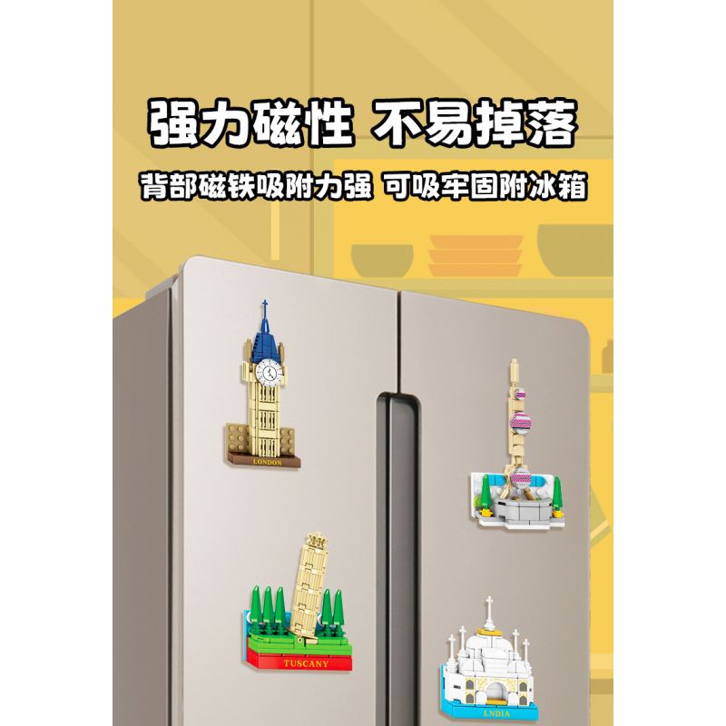 SEMBO 610005 non  THÁP NGHIÊNG PISA bộ đồ chơi xếp lắp ráp ghép mô hình Fridge Refrigerator Magnets FRIDGE MAGNETS Nam Châm Dính Tủ Lạnh 59 khối