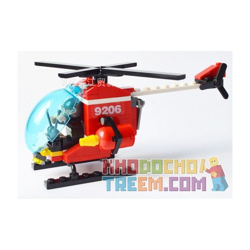 GUDI 9206 non  TRỰC THĂNG CỨU HỎA bộ đồ chơi xếp lắp ráp ghép mô hình Fire Rescure FIREMAN FIREFIGHTING HELICOPTER 91 khối