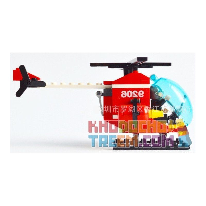 GUDI 9206 non  TRỰC THĂNG CỨU HỎA bộ đồ chơi xếp lắp ráp ghép mô hình Fire Rescure FIREMAN FIREFIGHTING HELICOPTER 91 khối