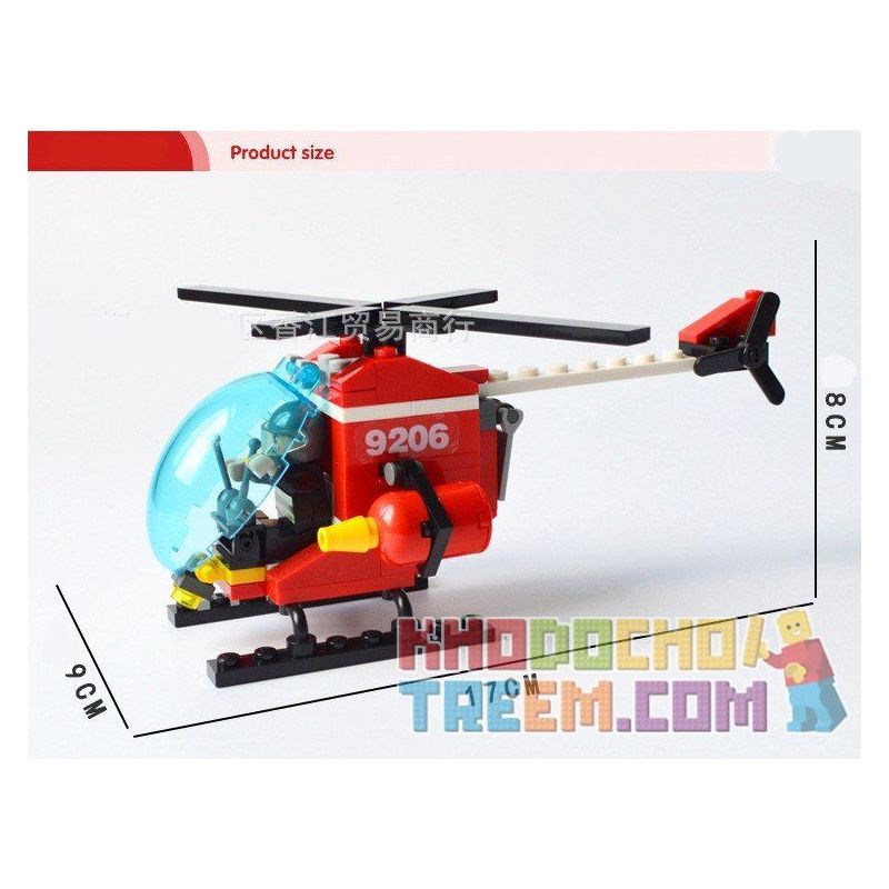 GUDI 9206 non  TRỰC THĂNG CỨU HỎA bộ đồ chơi xếp lắp ráp ghép mô hình Fire Rescure FIREMAN FIREFIGHTING HELICOPTER 91 khối