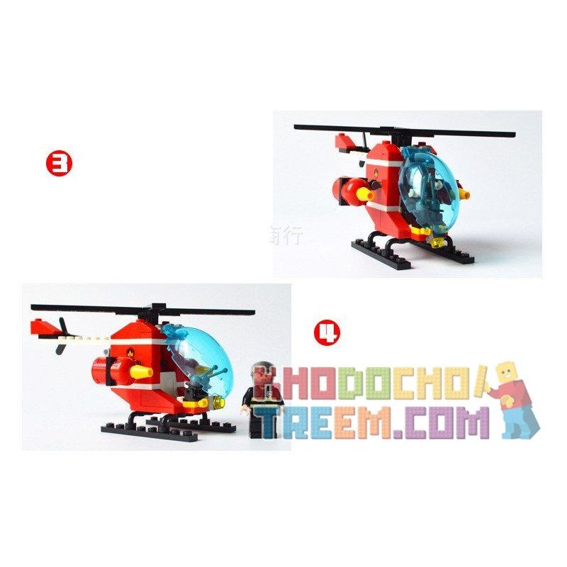 GUDI 9206 non  TRỰC THĂNG CỨU HỎA bộ đồ chơi xếp lắp ráp ghép mô hình Fire Rescure FIREMAN FIREFIGHTING HELICOPTER 91 khối
