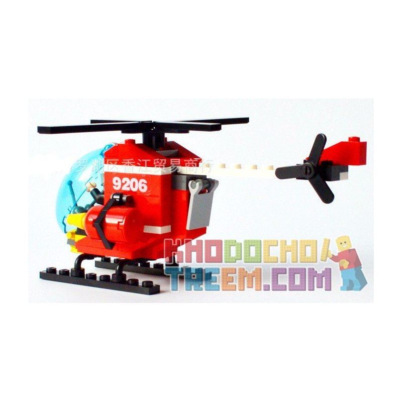 GUDI 9206 non  TRỰC THĂNG CỨU HỎA bộ đồ chơi xếp lắp ráp ghép mô hình Fire Rescure FIREMAN FIREFIGHTING HELICOPTER 91 khối