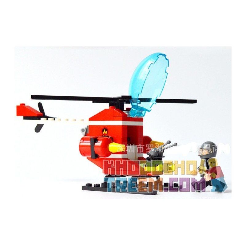 GUDI 9206 non  TRỰC THĂNG CỨU HỎA bộ đồ chơi xếp lắp ráp ghép mô hình Fire Rescure FIREMAN FIREFIGHTING HELICOPTER 91 khối