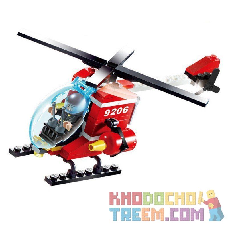 GUDI 9206 Xếp hình kiểu Lego FIRE RESCURE Fireman Firefighting Helicopter Fire Brigade Fire Helicopter Trực Thăng Cứu Hỏa 91 khối