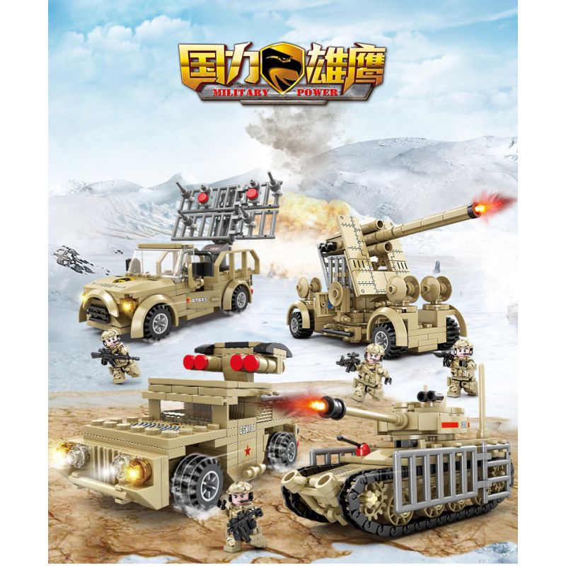 Kazi KY84115 84115 non  XE RADAR SÓNG MÉT KẾT HỢP 4 bộ đồ chơi xếp lắp ráp ghép mô hình Military Power Sức Mạnh Quân Sự 697 khối