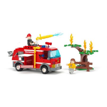 GUDI 9212 non  XE CỨU HỎA PHUN NƯỚC CHỮA CHÁY CÂY bộ đồ chơi xếp lắp ráp ghép mô hình City FIREMAN THE WATER SPRAY TRUCK Thành Phố 229 khối