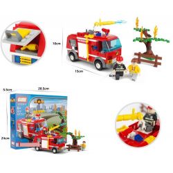 GUDI 9212 non  XE CỨU HỎA PHUN NƯỚC CHỮA CHÁY CÂY bộ đồ chơi xếp lắp ráp ghép mô hình City FIREMAN THE WATER SPRAY TRUCK Thành Phố 229 khối