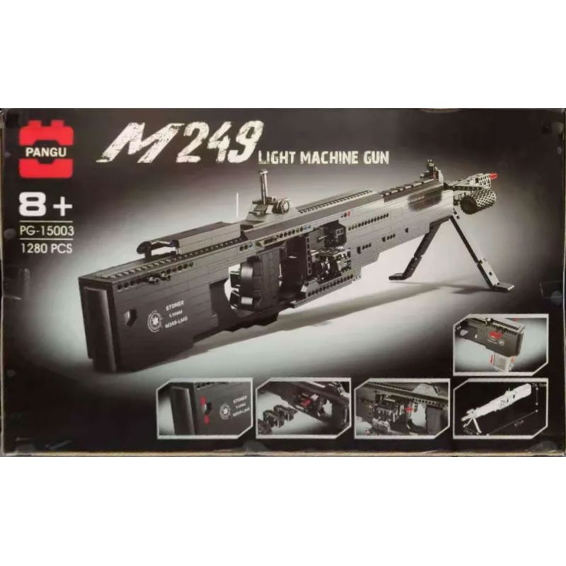 PANGU PG-15003 15003 PG15003 non  M249 SÚNG MÁY NHẸ bộ đồ chơi xếp lắp ráp ghép mô hình Gun M249 LIGHT MACHINE GUN 1280 khối