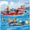 GUDI 9213 non  XUỒNG CỨU HỎA CHỮA CHÁY CANO bộ đồ chơi xếp lắp ráp ghép mô hình City FIREMAN THE WATER SPRAY BOAT Thành Phố 315 khối