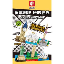 SEMBO 610001 non  ĐỒNG HỒ LỚN bộ đồ chơi xếp lắp ráp ghép mô hình Fridge Refrigerator Magnets FRIDGE MAGNETS Nam Châm Dính Tủ Lạnh 65 khối