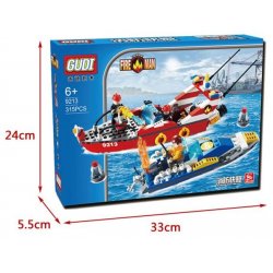 GUDI 9213 Xếp hình kiểu Lego CITY Fireman The Water Spray Fire Boat Fire Team Fireboat Xuồng Cứu Hỏa Chữa Cháy Cano 315 khối