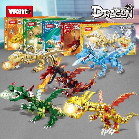 WOMA C0453 0453 C0455 0455 C0456 0456 C0457 0457 C0458 0458 non  NĂM DÒNG RỒNG bộ đồ chơi xếp lắp ráp ghép mô hình LEGENDS OF DRAGON 2494 khối